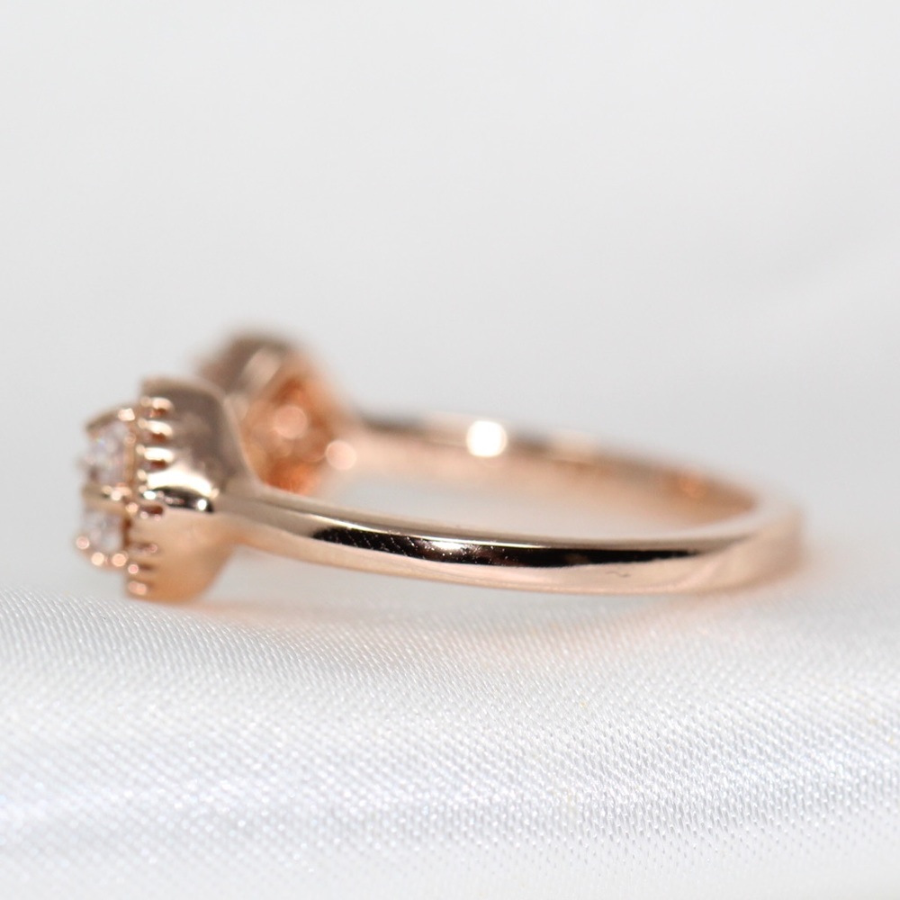 PANDORA 14K Rose Gold Square Sparkle Open Ring - size 5.5 - Picture 4 of 7